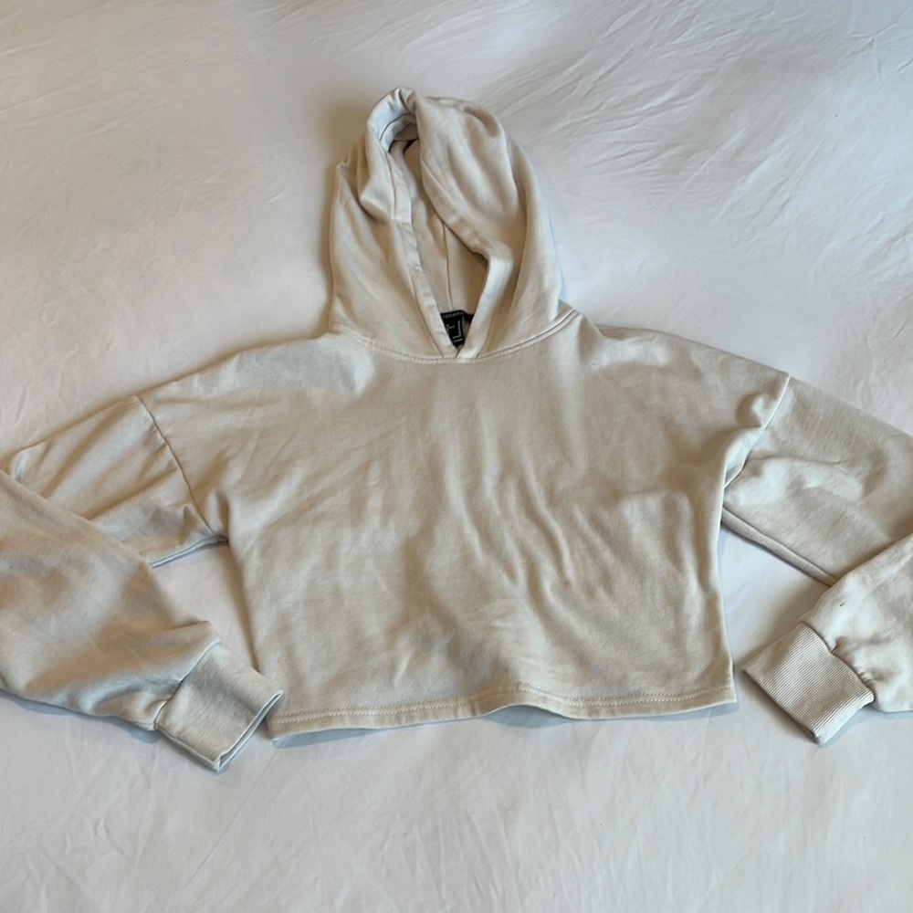 Cropped Cream hoodie with open tied back